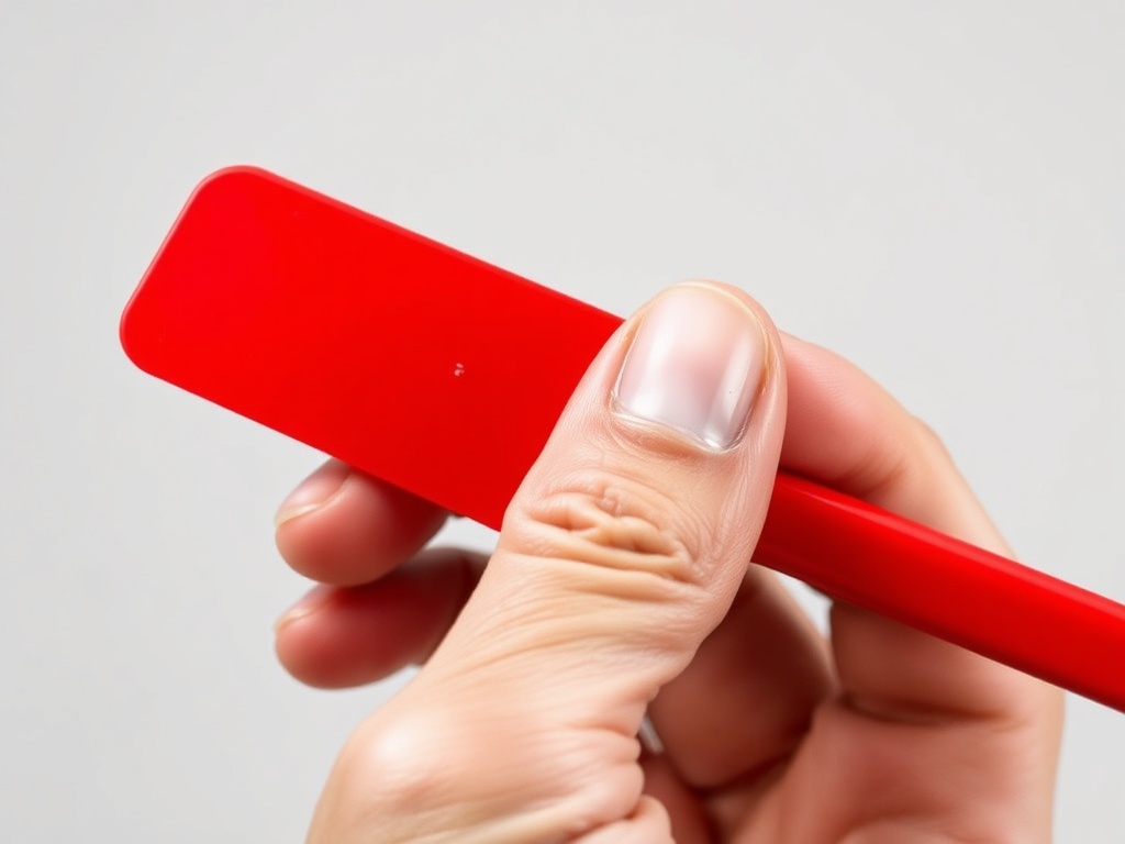 실리콘 주걱을 꼬집어 하얀색 변색 여부를 확인하는 핀치 테스트 장면