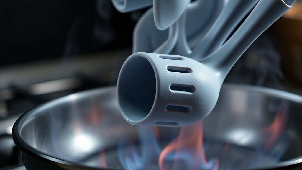 고온 환경에서 변형 없이 견디는 실리콘 조리 도구의 내열성 테스트 장면